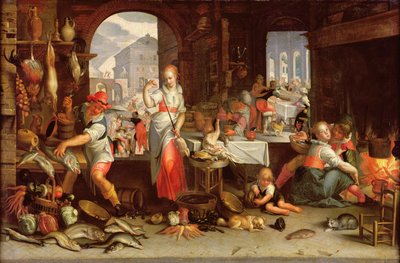 Scène de cuisine avec la parabole du festin - Joachim Wtewael or Utewael